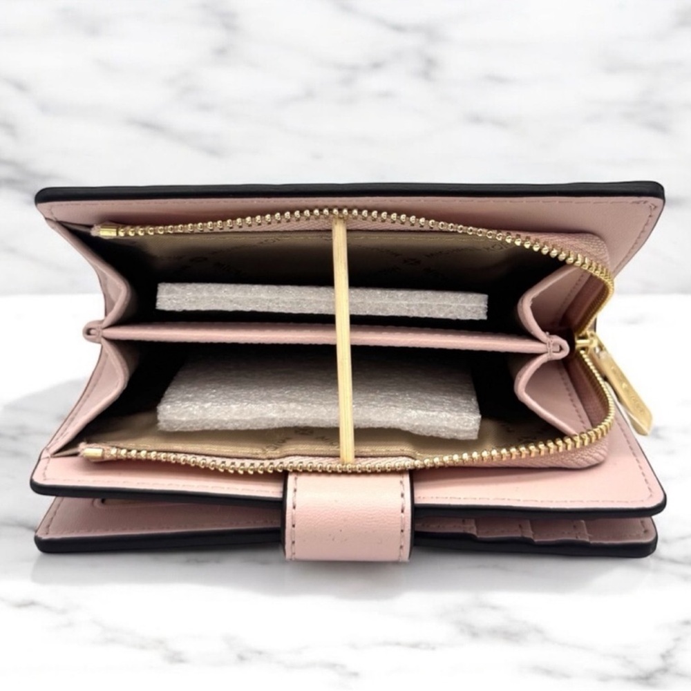 Michael Kors Medium Jet Set Travel Zip Chain Bifold Wallet Powder Blush Multi - Picture 7 of 9